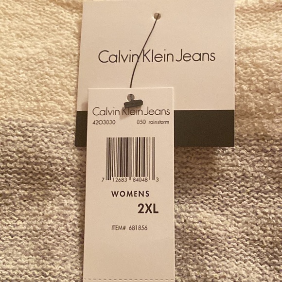 New Calvin Klein Jeans Striped Split-Back Sweater - Picture 7 of 7